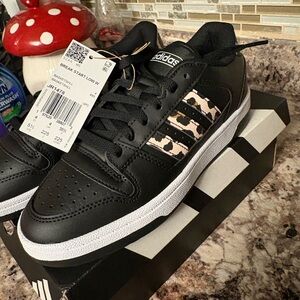 adidas Break Start Low W black animal print womens leather sneakers JR1478